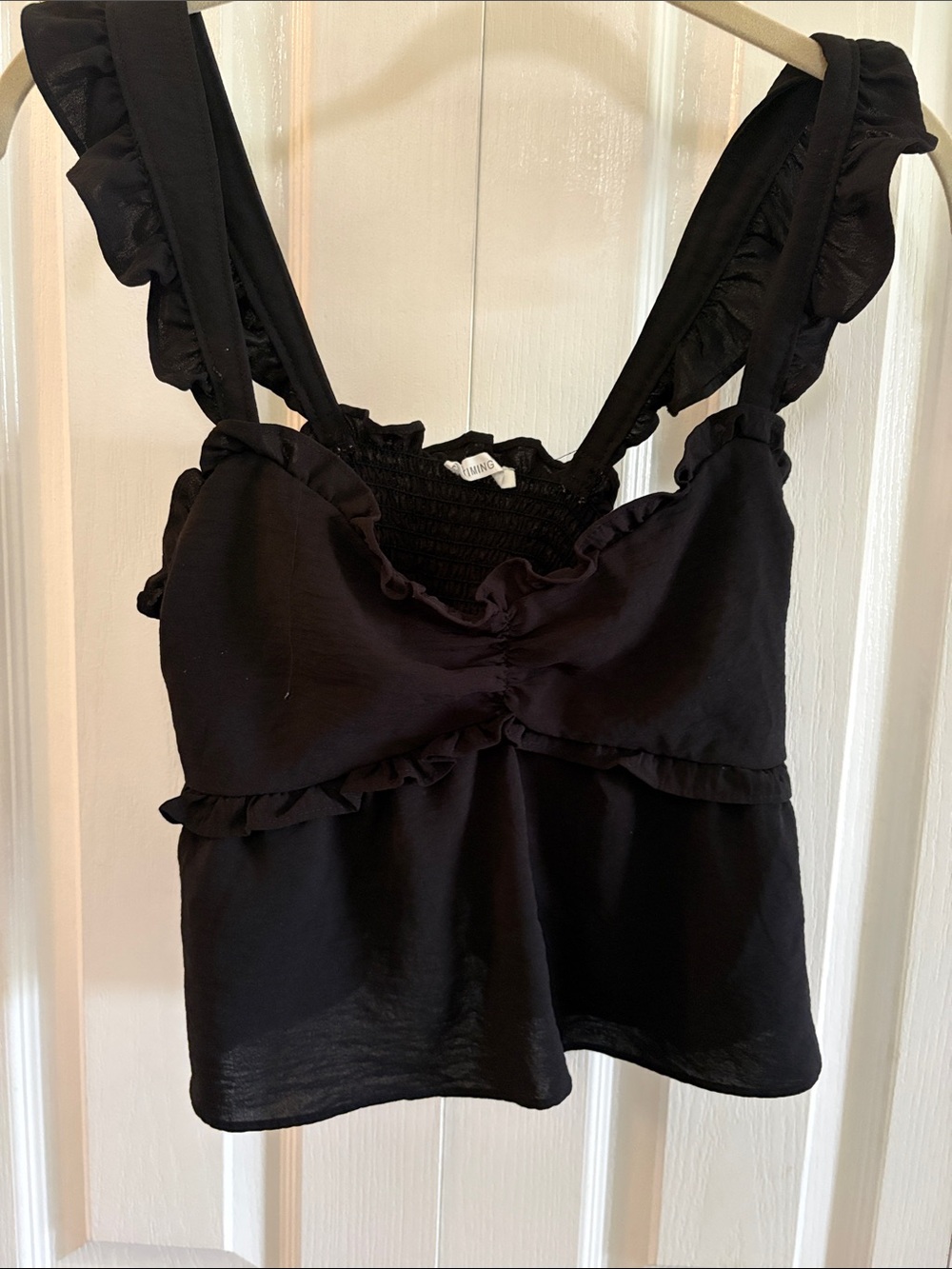Timing Black Ruffled Crop Top - Picture 3 of 5